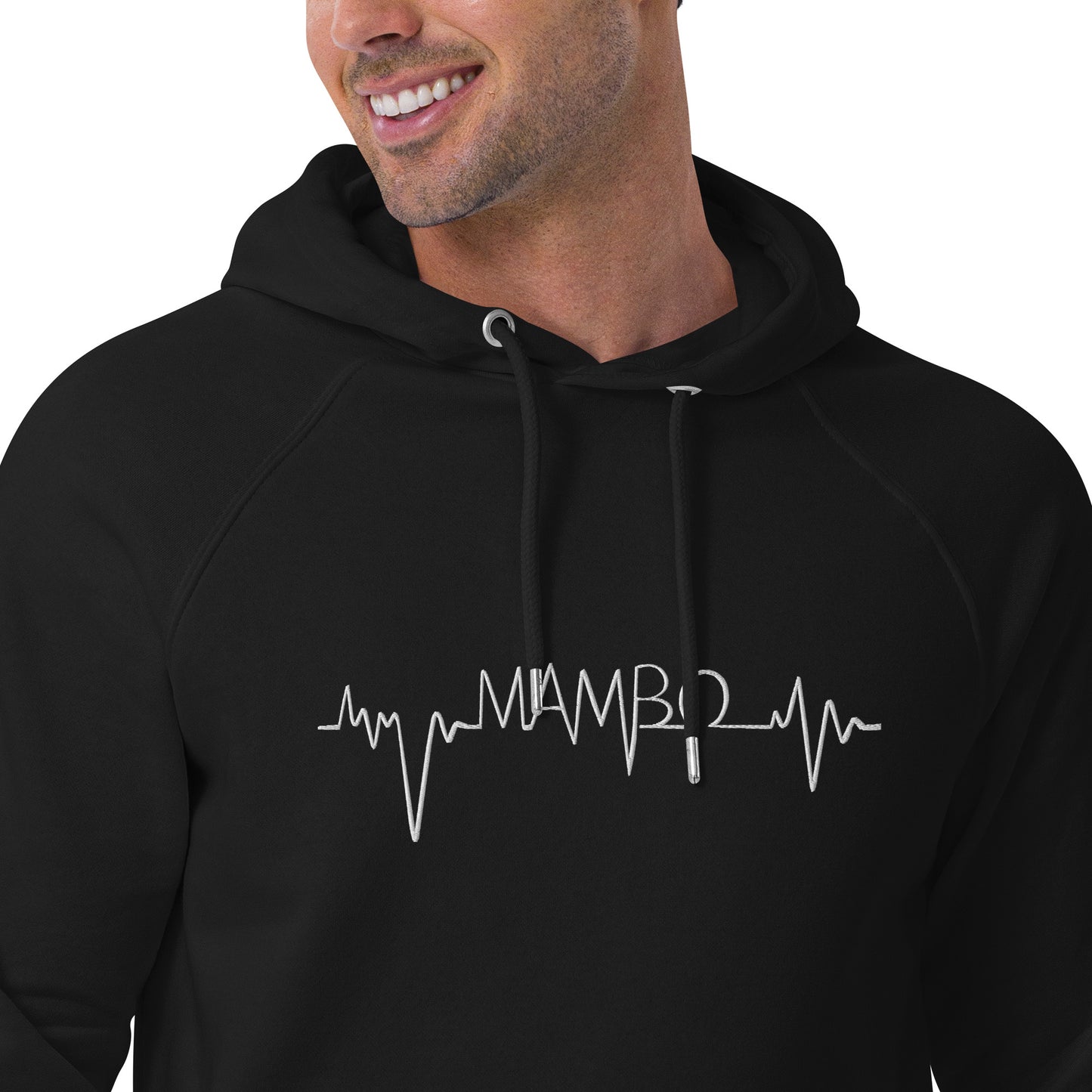 Mambo Beat in white Unisex eco raglan hoodie
