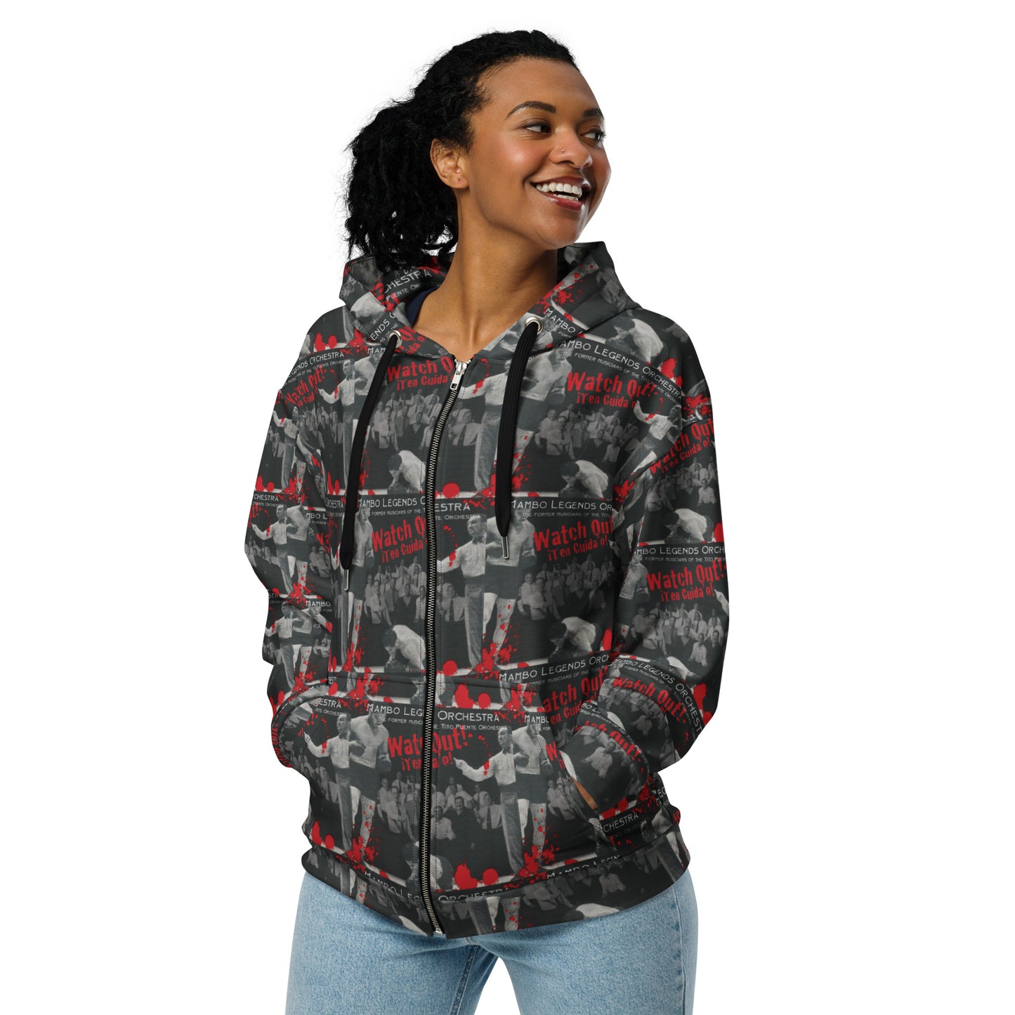 Watch Out! Ten Cuidao! Unisex zip hoodie