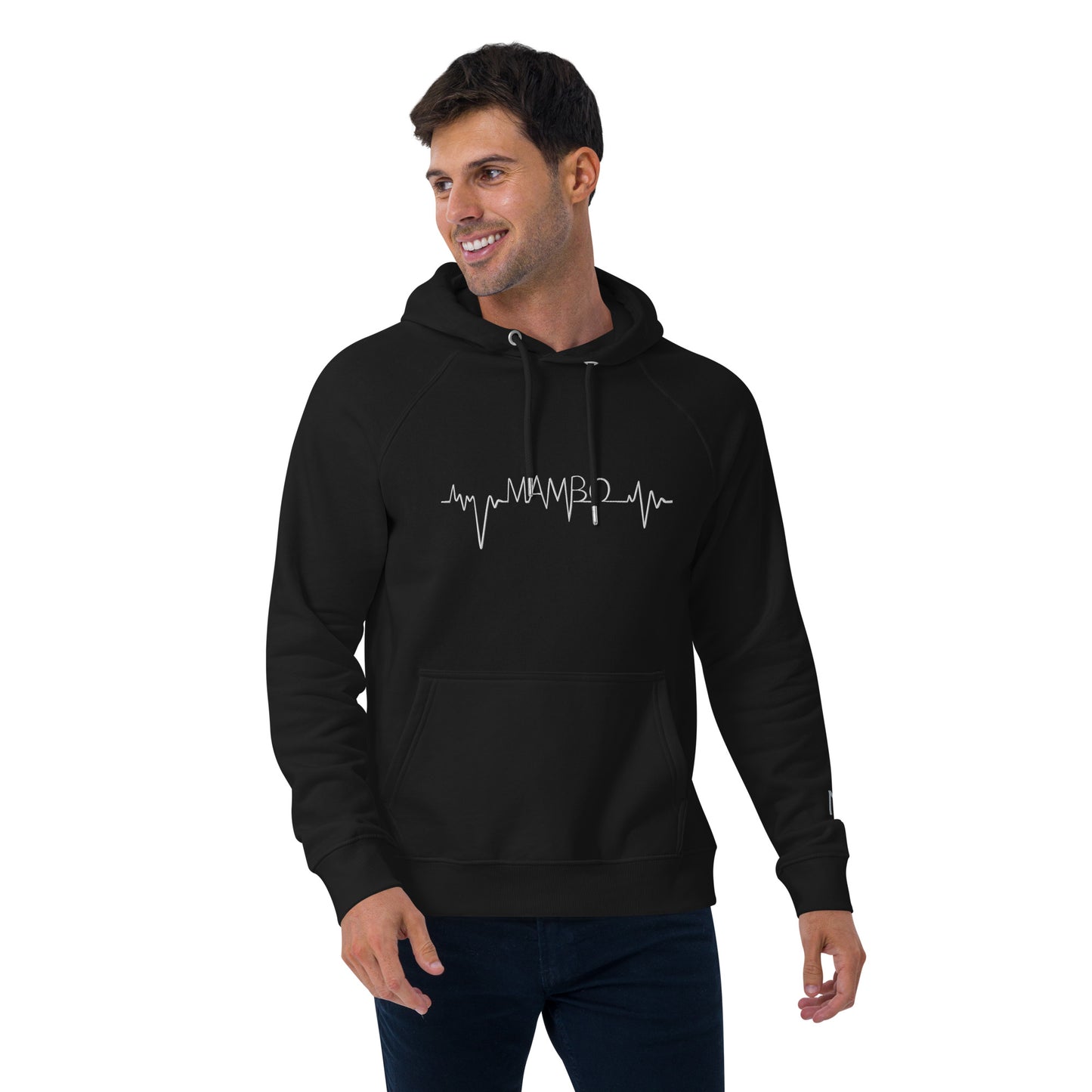 Mambo Beat in white Unisex eco raglan hoodie