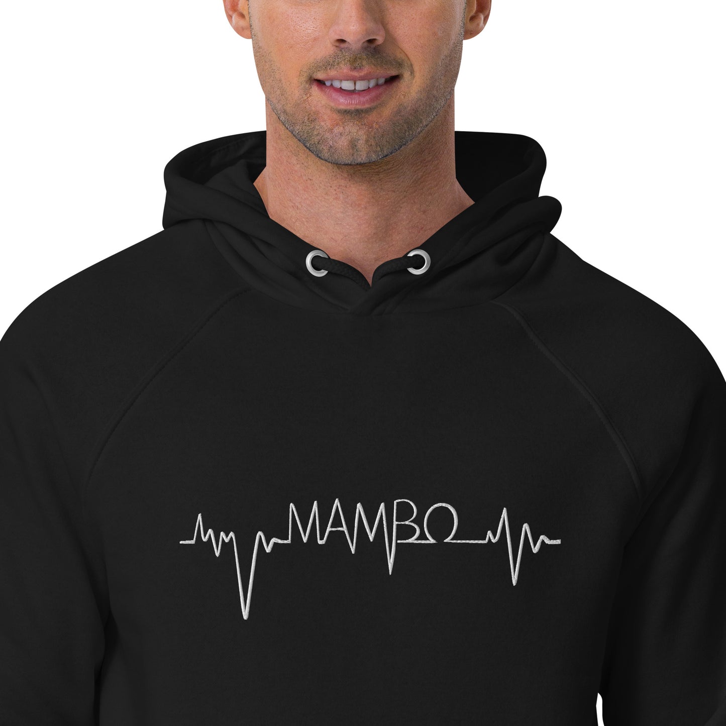 Mambo Beat in white Unisex eco raglan hoodie